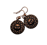 Handmade Oxidized Copper Celestial Sunshine Earrings