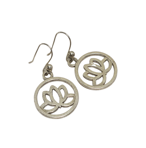 Handmade Antique Silver Lotus Earrings