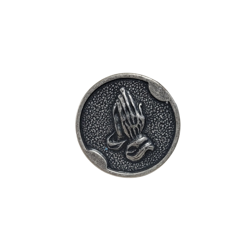 Handmade Antique Silver Praying Hands Lapel Pin Tie Tack
