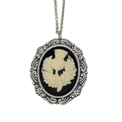 Handmade Scottish Thistle Cameo Necklace