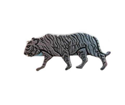 Handmade Oxidized Silver Plated Brass Tiger Tie Bar