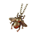 Handmade Oxidized Brass Busy Bee Necklace