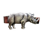 Handmade Oxidized Silver Rhino Tie Bar