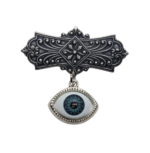Handmade Antique Silver Eyeball Brooch Pin