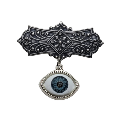 Handmade Antique Silver Eyeball Brooch Pin