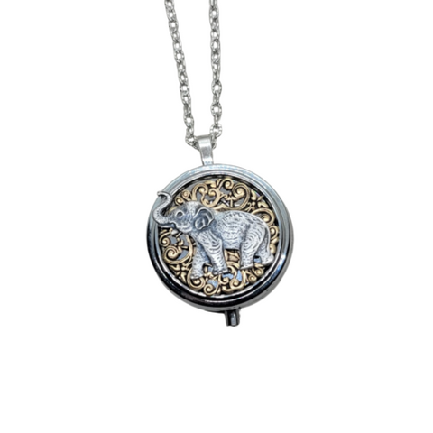 Handmade Silver Elephant Pill Box Necklace